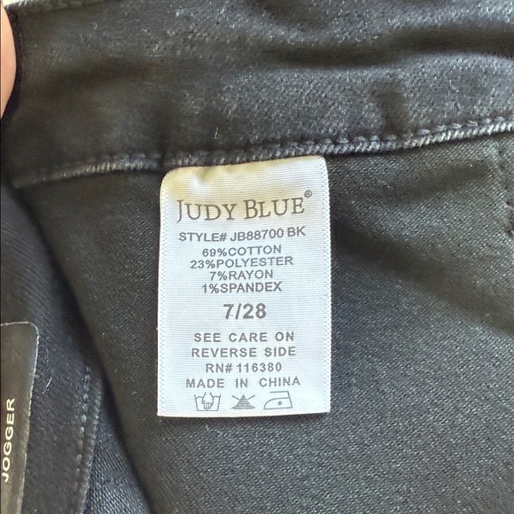 Judy Blue High Waist Jet Black Double Roll Cuff Jogger Jeans 7/28 - Picture 10 of 11